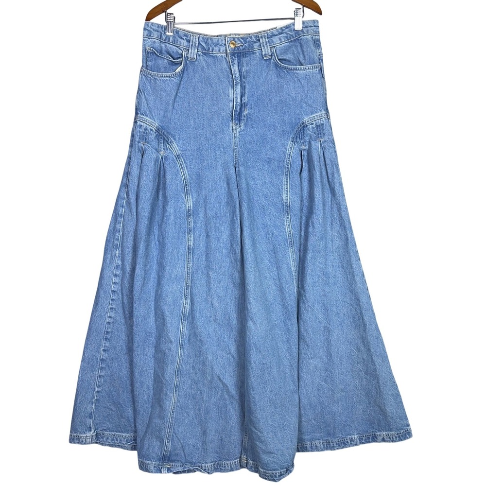 NWT We The Free Pandora Wide Leg Jeans Womens Size 32 Denim Blue Boho
